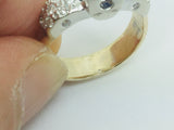 14k White and Yellow Gold Round Cut 40pt Sapphire & 25pt Diamond Ring