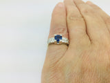 14k White and Yellow Gold Round Cut 40pt Sapphire & 25pt Diamond Ring