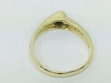 14k Yellow Gold Round Cut 25pt Sapphire September Birthstone & 10pt Diamond Ring