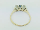 10k Yellow Gold Round Cut 12pt Sapphire September Birthstone & 14pt Diamond Trinity Ring