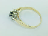 14k Yellow Gold Oval Cut 20pt Sapphire September Birthstone & 8pt Diamond Halo Ring