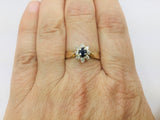 14k Yellow Gold Oval Cut 20pt Sapphire September Birthstone & 8pt Diamond Halo Ring