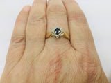 14k Yellow Gold Oval Cut 20pt Sapphire September Birthstone & 8pt Diamond Halo Ring