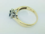 10k Yellow Gold Round Cut 50pt Sapphire & 7pt Diamond Ring
