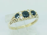 9k Yellow Gold Round Cut 45pt Sapphire September Birthstone & Cubic Zirconia (CZ) Ring