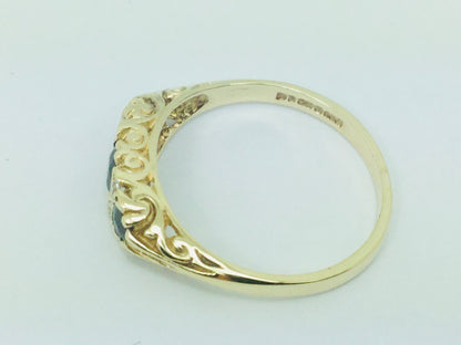 9k Yellow Gold Round Cut 45pt Sapphire September Birthstone & Cubic Zirconia (CZ) Ring