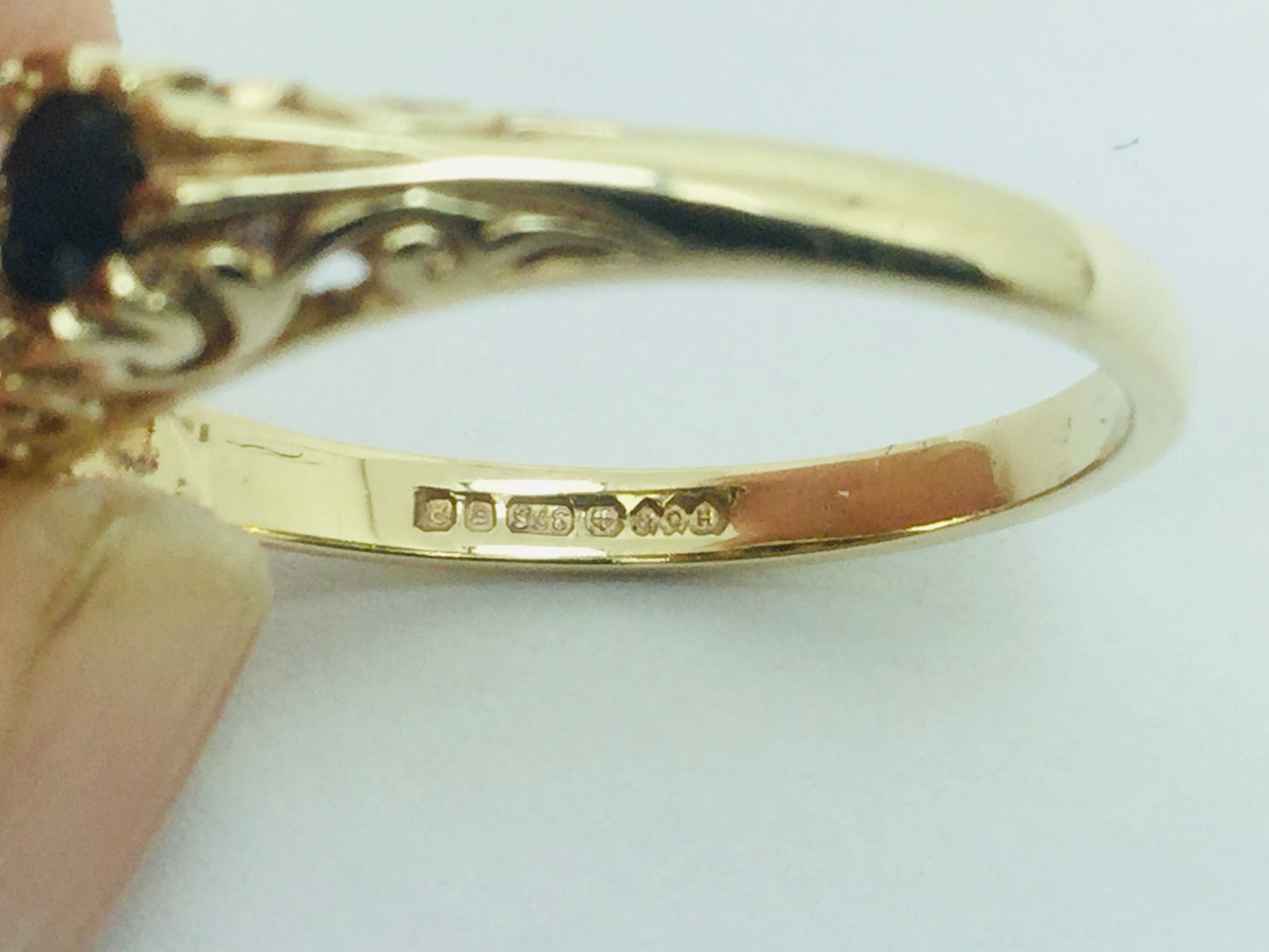 9k Yellow Gold Round Cut 45pt Sapphire September Birthstone & Cubic Zirconia (CZ) Ring