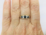 9k Yellow Gold Round Cut 45pt Sapphire September Birthstone & Cubic Zirconia (CZ) Ring
