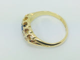 18k Yellow Gold Round Cut 20pt Sapphire September Birthstone & 18pt Diamond Ring