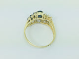 14k Yellow Gold Oval Cut and Baguette Cut 48pt Sapphire & 9pt Diamond Ring