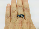 14k Yellow Gold Oval Cut and Baguette Cut 48pt Sapphire & 9pt Diamond Ring