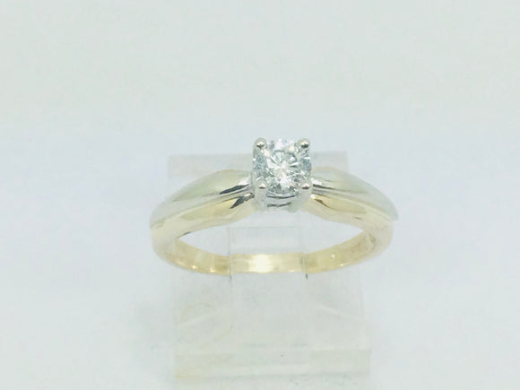 14k Yellow Gold Round Cut 30pt Diamond Solitaire Ring