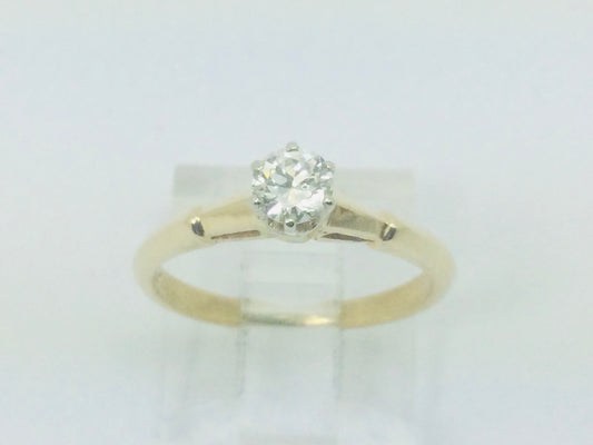14k Yellow Gold Round Cut 30pt Diamond Solitaire Ring