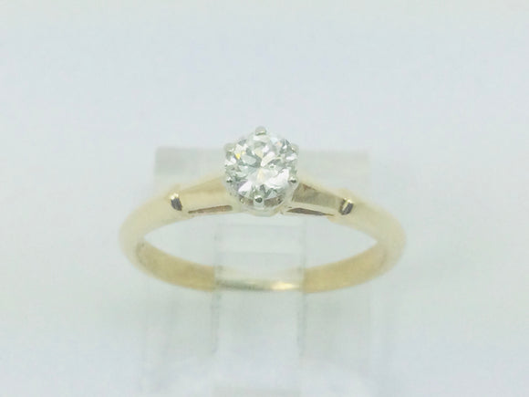 14k Yellow Gold Round Cut 30pt Diamond Solitaire Ring