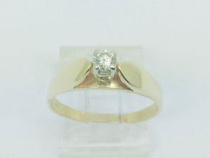 14k Yellow Gold Round Cut 16pt Diamond Solitaire Ring