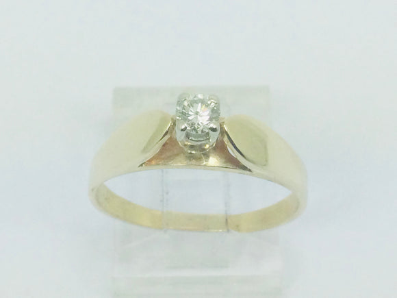 14k Yellow Gold Round Cut 16pt Diamond Solitaire Ring