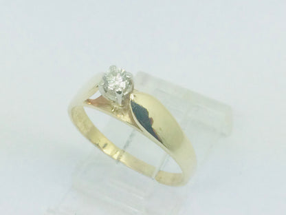 14k Yellow Gold Round Cut 16pt Diamond Solitaire Ring