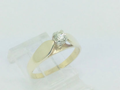 14k Yellow Gold Round Cut 16pt Diamond Solitaire Ring