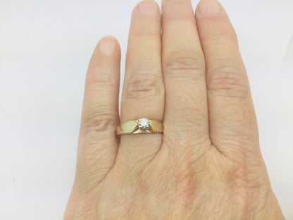 14k Yellow Gold Round Cut 16pt Diamond Solitaire Ring
