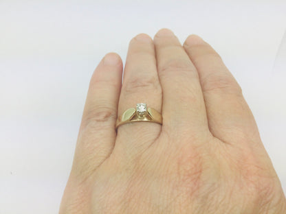 14k Yellow Gold Round Cut 16pt Diamond Solitaire Ring