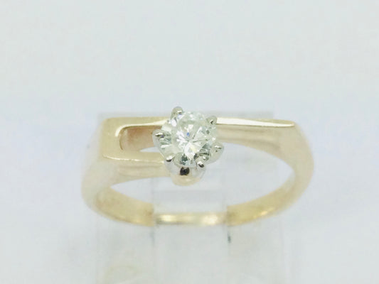 14k Yellow Gold Round Cut 25pt Diamond Solitaire Ring