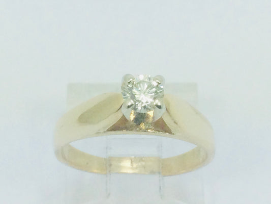 14k Yellow Gold Round Cut 22pt Diamond Solitaire Ring