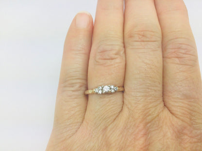 14k Yellow Gold Round Cut 13pt Diamond with Accent Ring