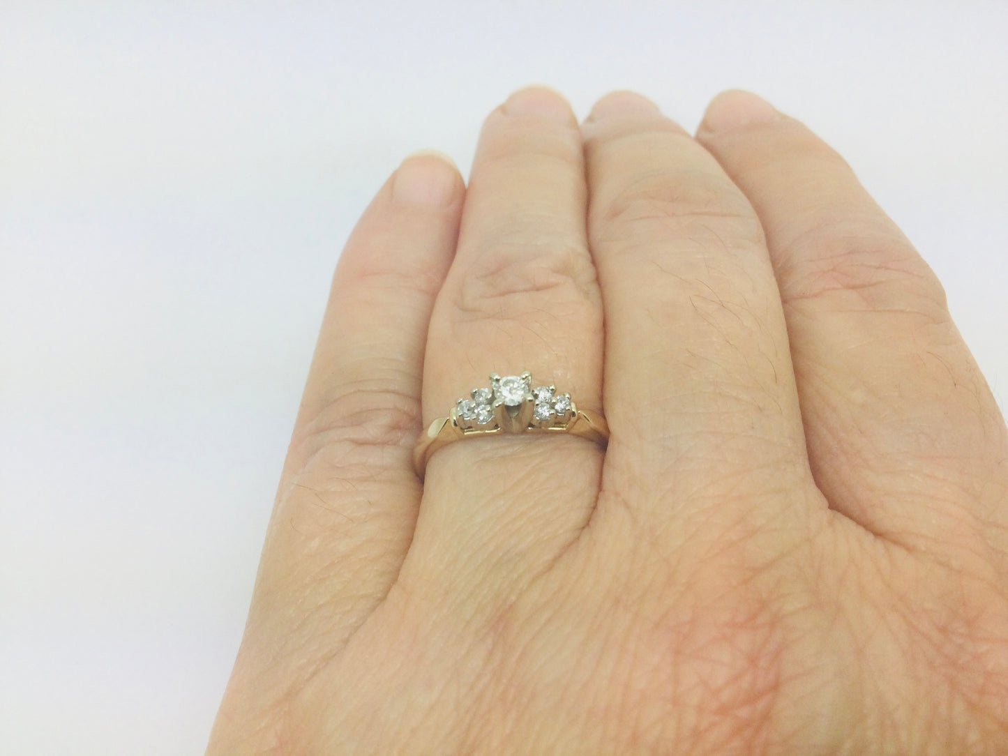14k Yellow Gold Round Cut 13pt Diamond with Accent Ring