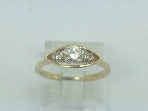 14k Yellow Gold Round Cut 20pt Diamond with Accent Ring