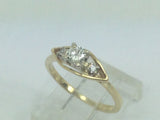 14k Yellow Gold Round Cut 20pt Diamond with Accent Ring