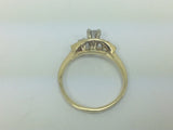 14k Yellow Gold Round Cut 20pt Diamond with Accent Ring