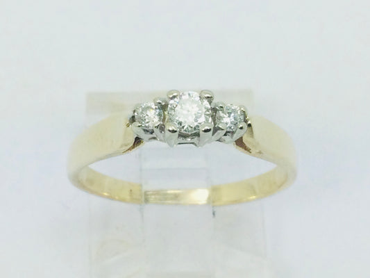 14k Yellow Gold 17pt Round Cut Diamond Trinity Ring