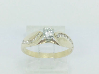14k Yellow Gold Round Cut 31pt Diamond and Channel Set Accents Ring