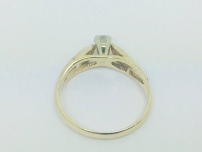 14k Yellow Gold Round Cut 31pt Diamond and Channel Set Accents Ring