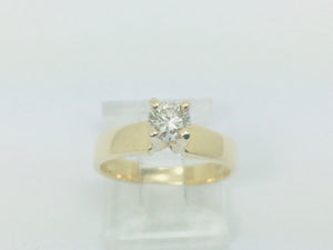14k Yellow Gold Round Cut 35pt Diamond Solitaire Ring