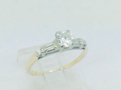 14k Yellow and White Gold Round Cut 48pt Diamond Ring