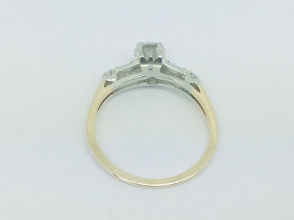 14k Yellow and White Gold Round Cut 48pt Diamond Ring