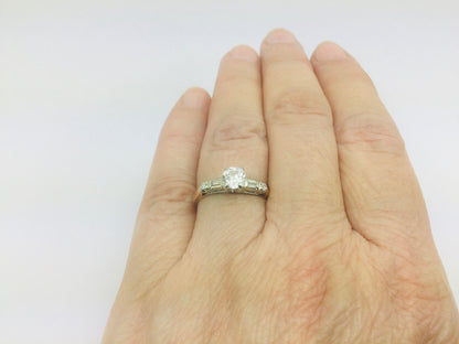 14k Yellow and White Gold Round Cut 48pt Diamond Ring