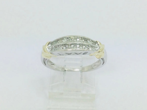 10k White Gold 20pt Diamond Row Set 'Love' Ring