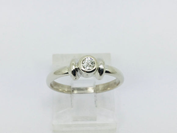 14k White Gold Round Cut 8pt Diamond Solitaire Ring