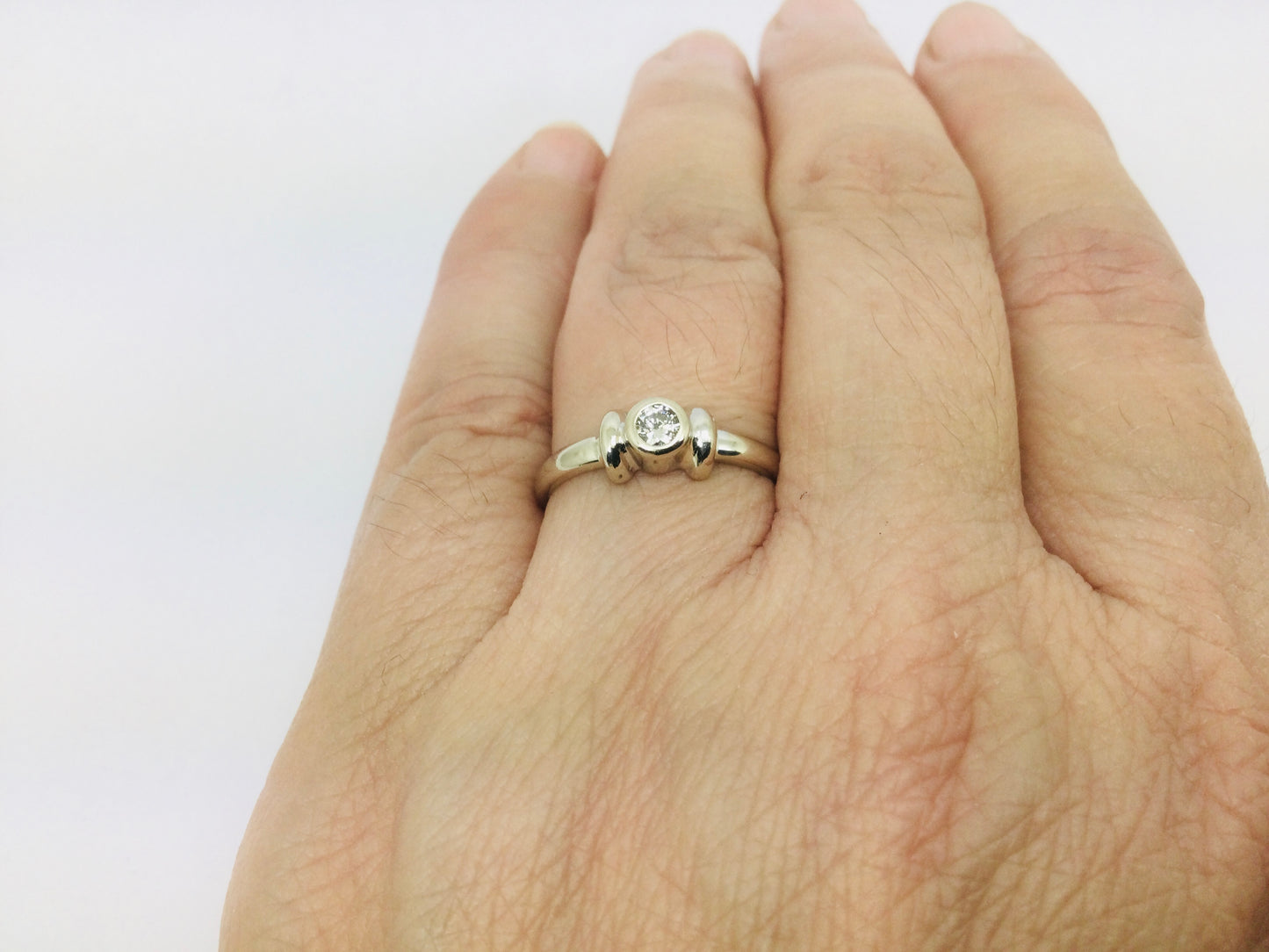 14k White Gold Round Cut 8pt Diamond Solitaire Ring