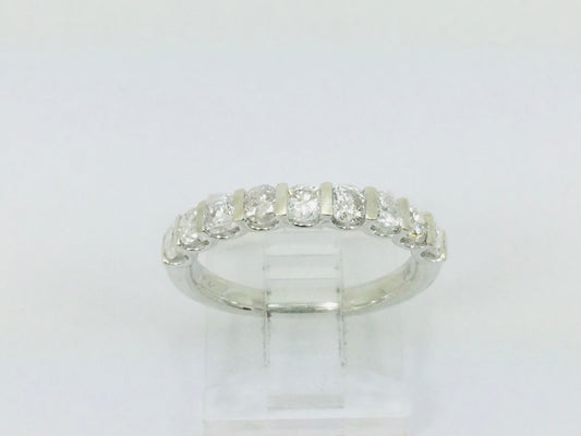 14k White Gold Round Cut 0.72ct Diamond Row Set Ring