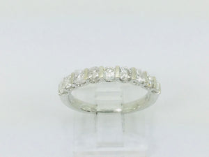 14k White Gold Round Cut 0.72ct Diamond Row Set Ring