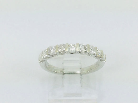 14k White Gold Round Cut 0.72ct Diamond Row Set Ring