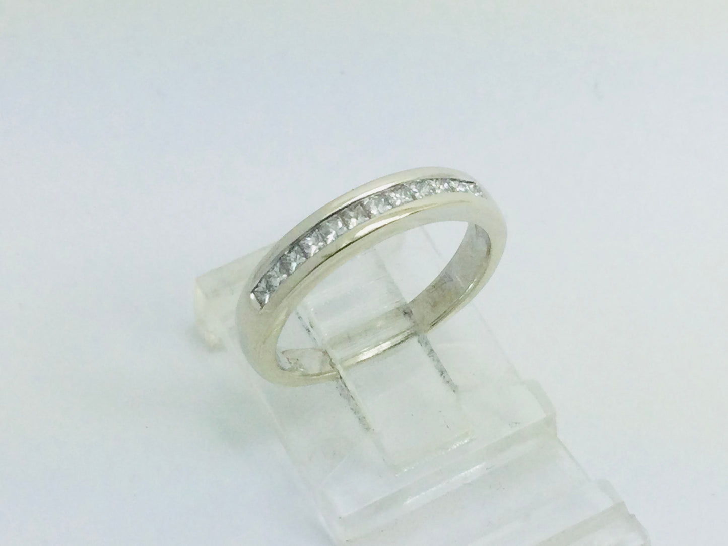 14k White Gold Princess Cut 18pt Diamond Channel Set Ring