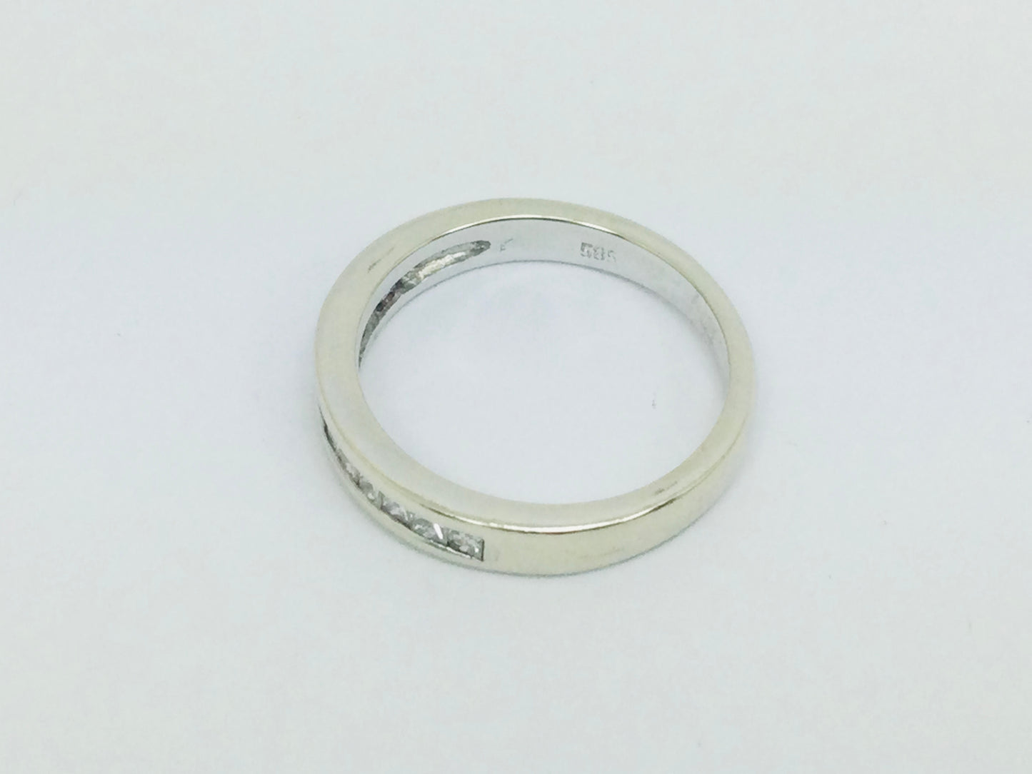 14k White Gold Princess Cut 18pt Diamond Channel Set Ring