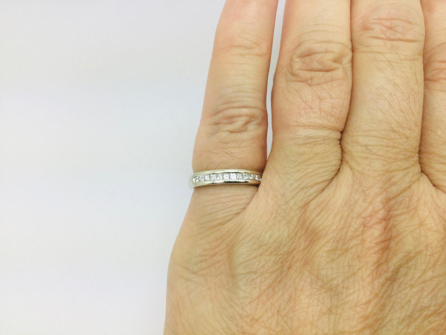 14k White Gold Princess Cut 18pt Diamond Channel Set Ring