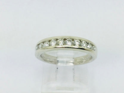 14k White Gold Round Cut 50pt Diamond Channel Set Ring
