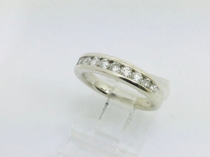 14k White Gold Round Cut 50pt Diamond Channel Set Ring
