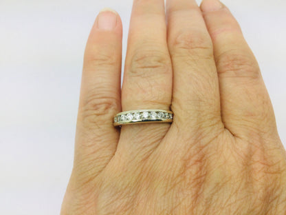 14k White Gold Round Cut 50pt Diamond Channel Set Ring